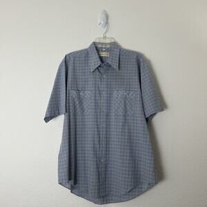 VTG MERVYN's Mens Shirt Top Large Button-Down Plaid Short Sleeve